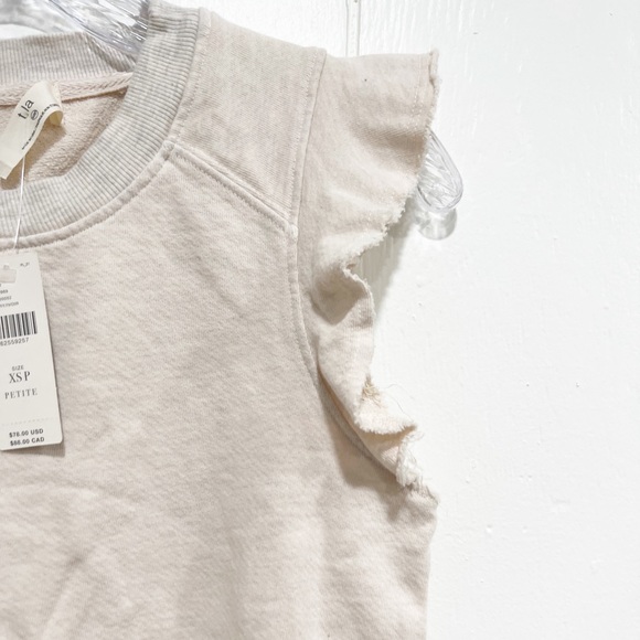 NWT Anthropologie T.La Ivory Ruffled Sweatshirt Tank Top - Picture 5 of 11